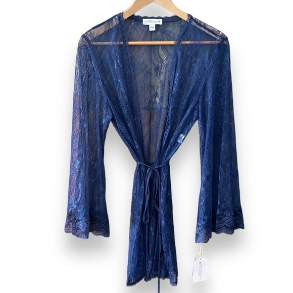 In Bloom Other - In Bloom Women's Robe Navy Blue marine Lace wrap NEW NWT sz XL feminine gift